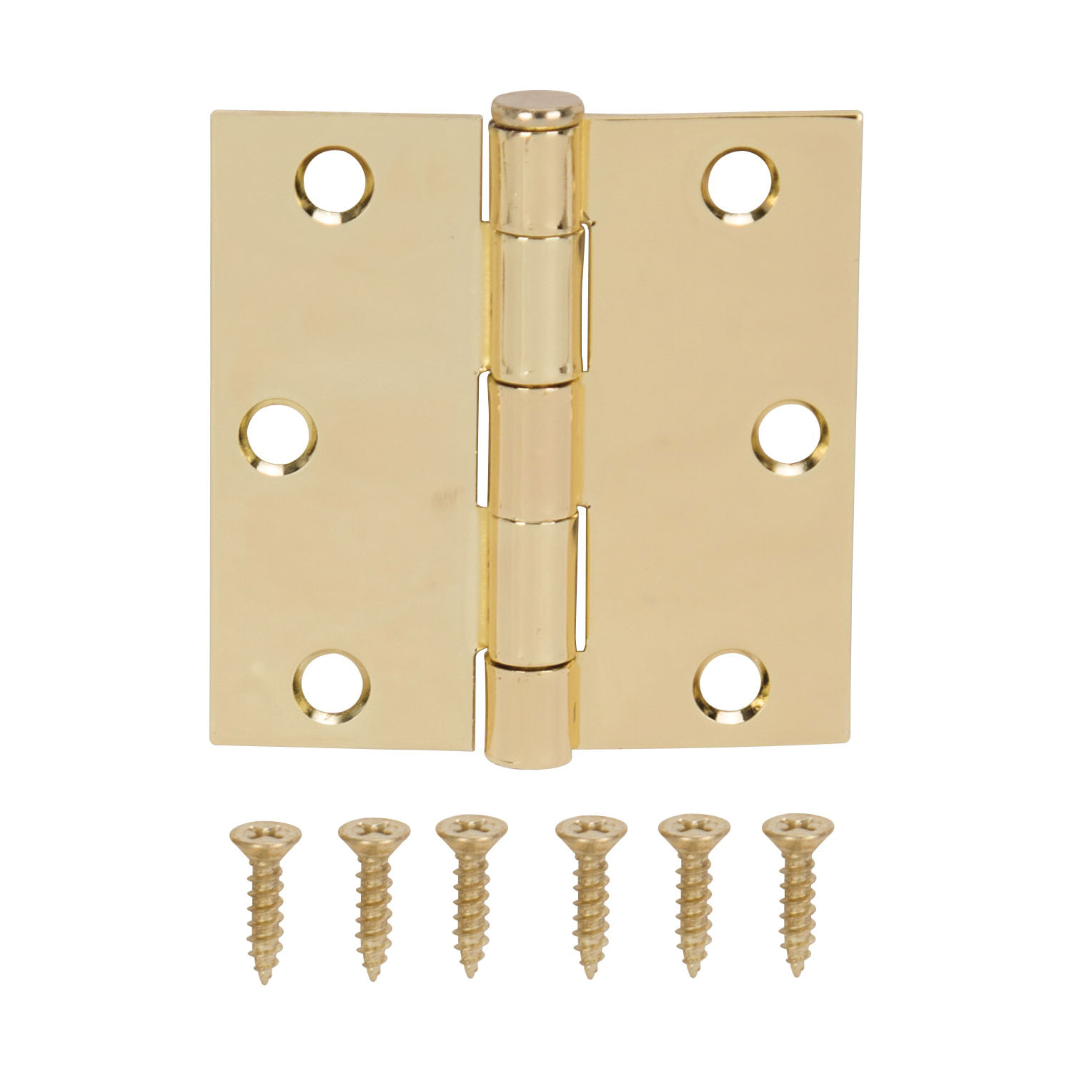 LR-705-PS Square Corner Door Hinge, Steel, Polished Brass, Loose Pin, 180 deg Range of Motion