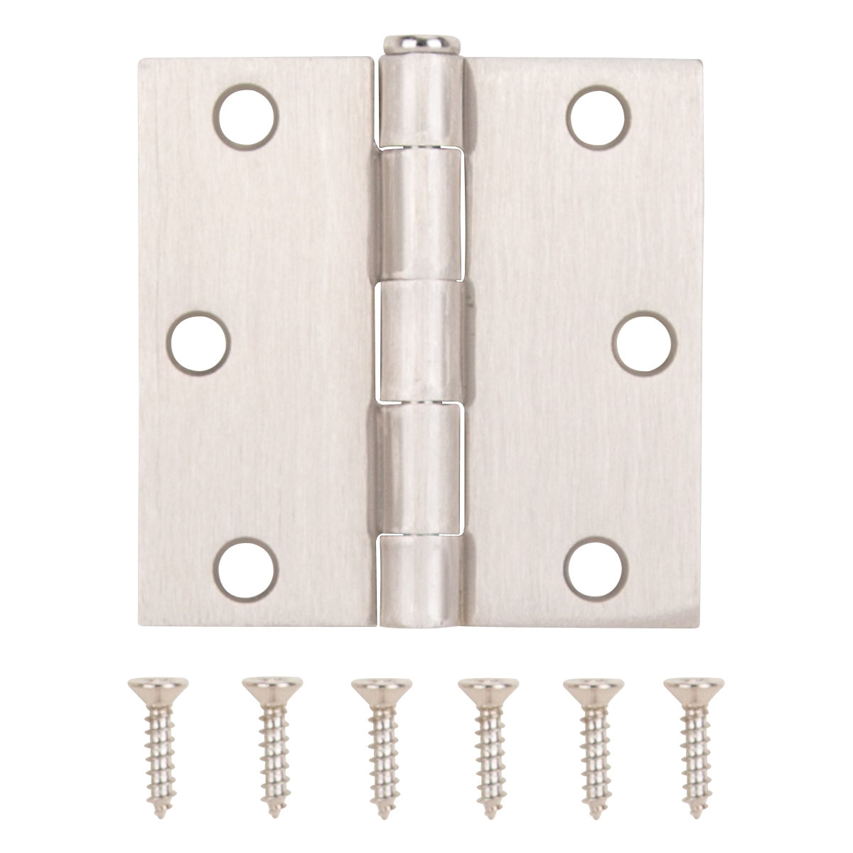 LR-708-PS Square Corner Door Hinge, Steel, Satin Nickel, Loose Pin, 180 deg Range of Motion