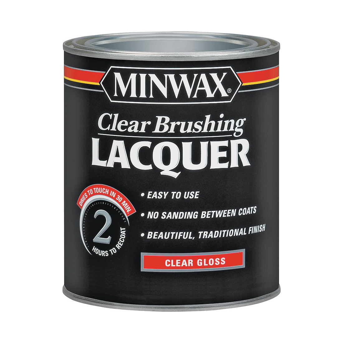155000000 Brushing Lacquer, Gloss, Liquid, Clear, 1 qt, Can