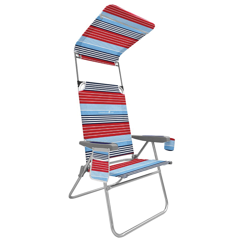 Caribbean Joe CJ-7765 Beach Chair, 23-1/4 in W, 26.4 in D, 42-1/2 in H, Aluminum Frame, Polyester Seat - 2