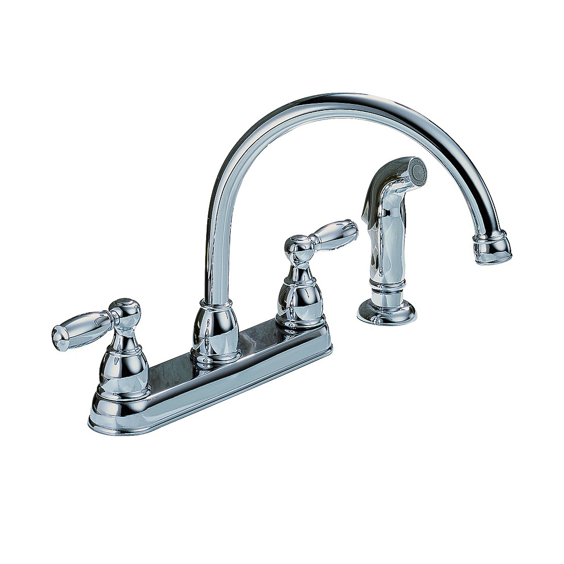 Peerless Claymore Series P299575LF Kitchen Faucet, 1.8 gpm, 2-Faucet Handle, Chrome Plated, Deck, Lever Handle