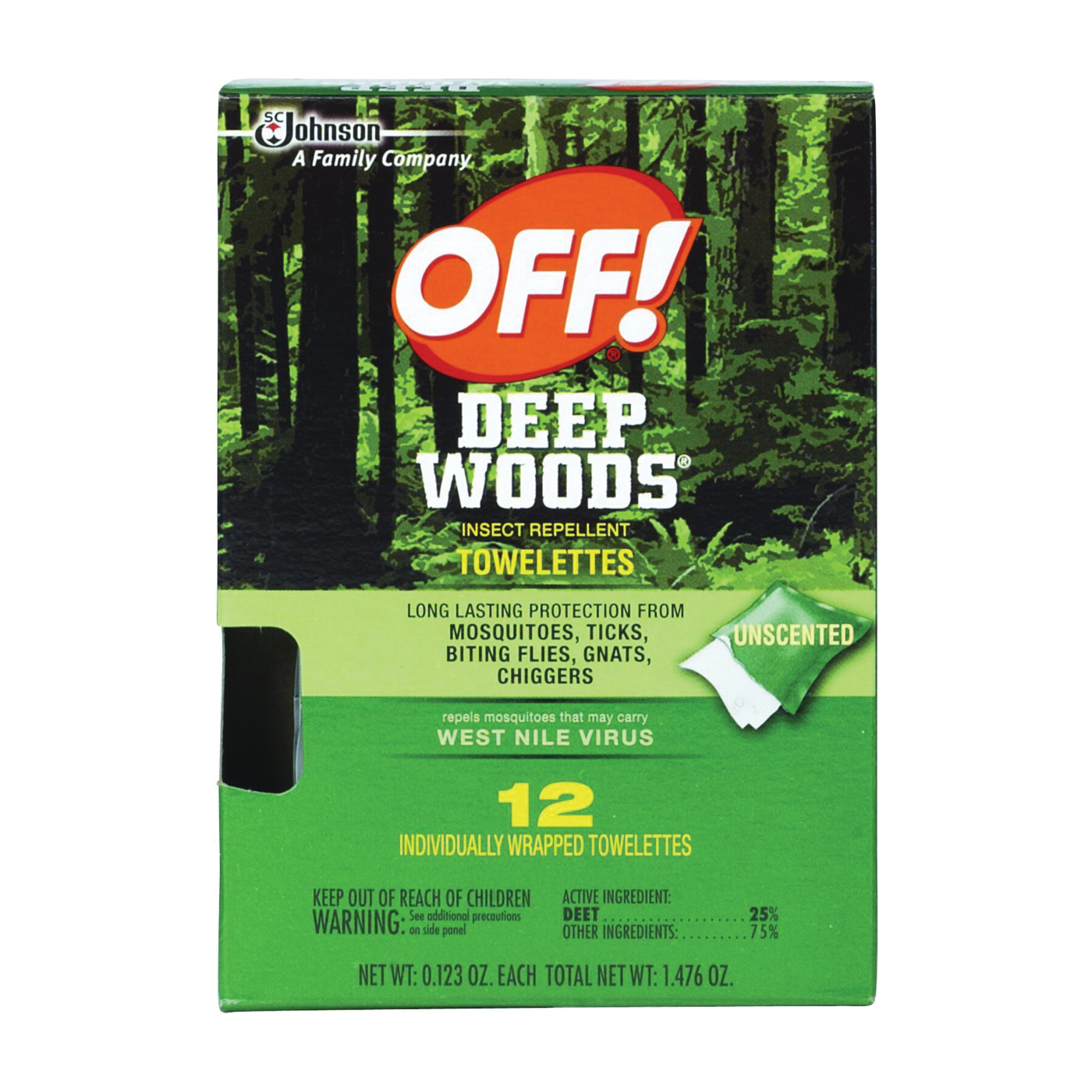 Deep Woods 54996 Insect Repellent Towelette, 12 CT Pack, Liquid, Clear/White, Alcohol