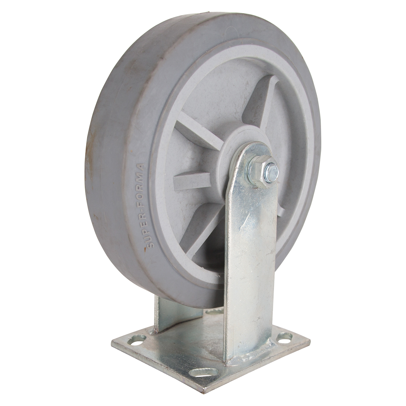 JC-T07 Rigid Caster, 8 in Dia Wheel, 2 in W Wheel, Thermoplastic Rubber Wheel, Gray, 750 lb