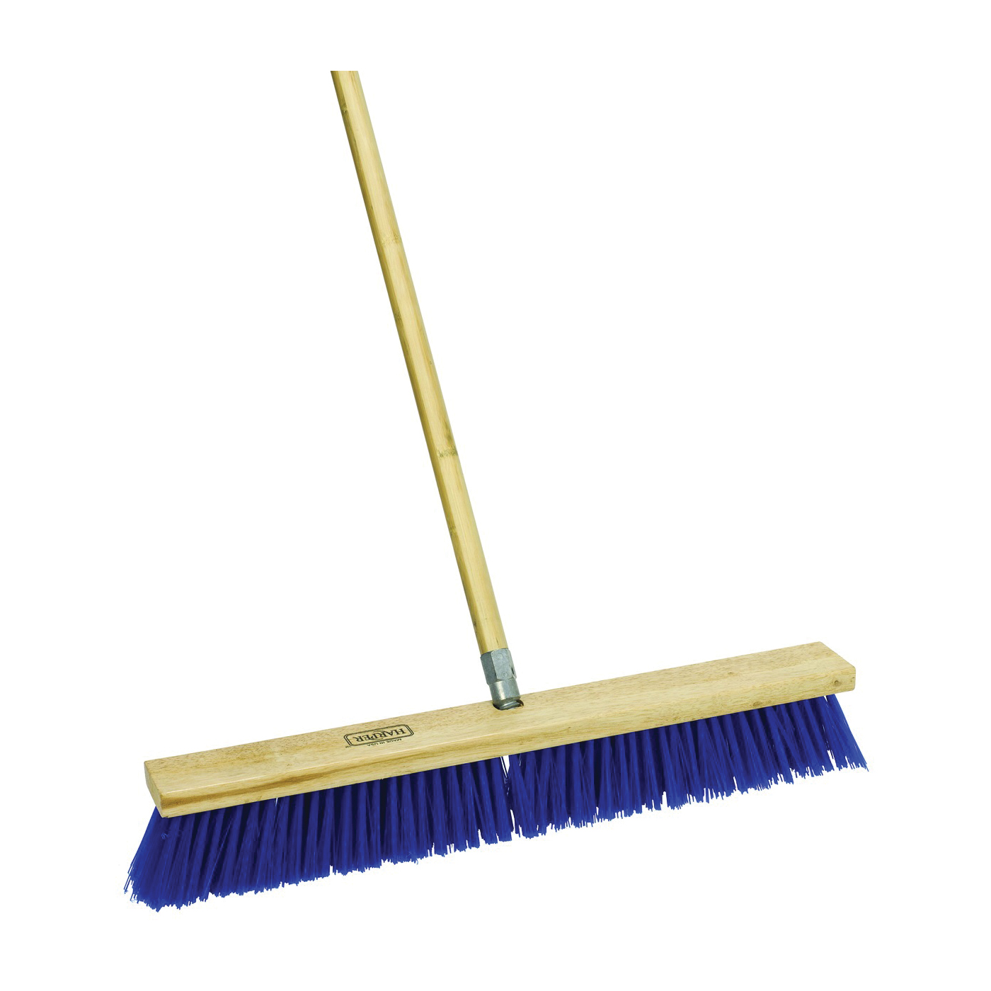 Harper 587924SC Push Broom, 24 in Sweep Face, 3-1/8 in L Trim, Stiff Synthetic Bristle, Threaded, Wood Handle