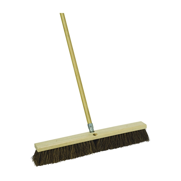 Harper 408 Push Broom, 18 in Sweep Face, 4 in L Trim, Palmyra Fiber Bristle, Threaded, Wood Handle - 2