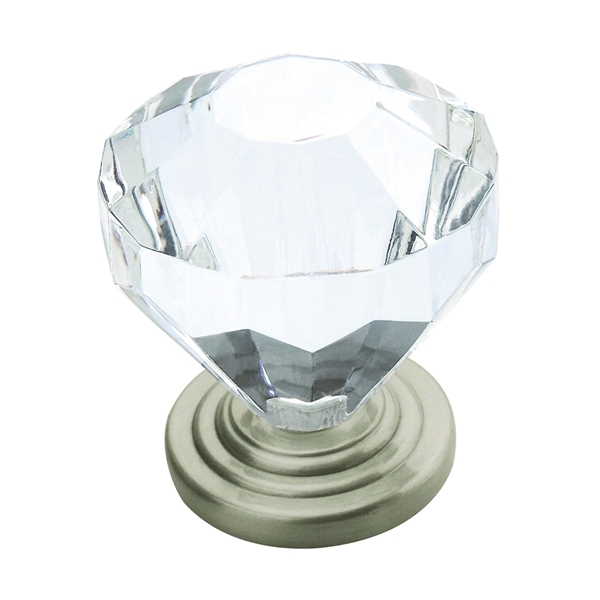 Traditional Classics Series 14303G10 Cabinet Knob, 1-3/8 in Projection, Acrylic/Zinc, Satin Nickel
