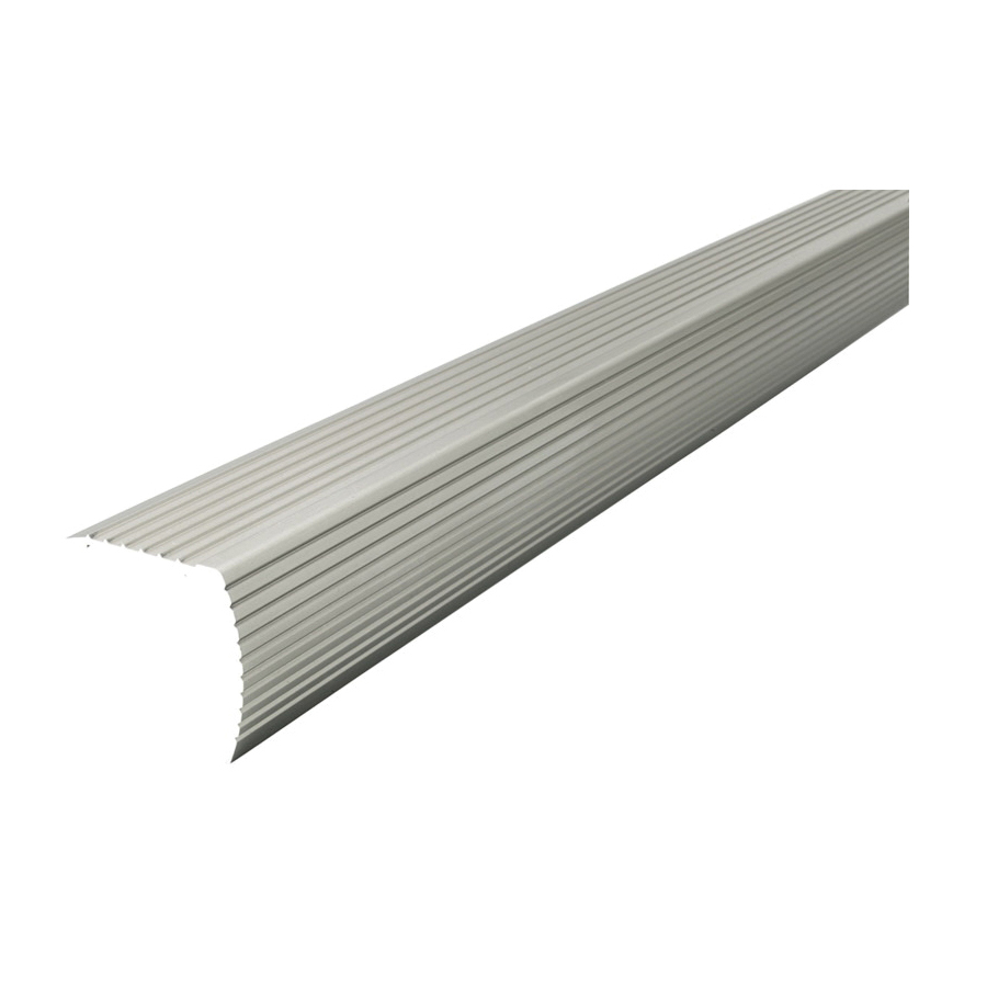 43376 Fluted Stair Edging, 72 in L, Aluminum, Silver, Satin