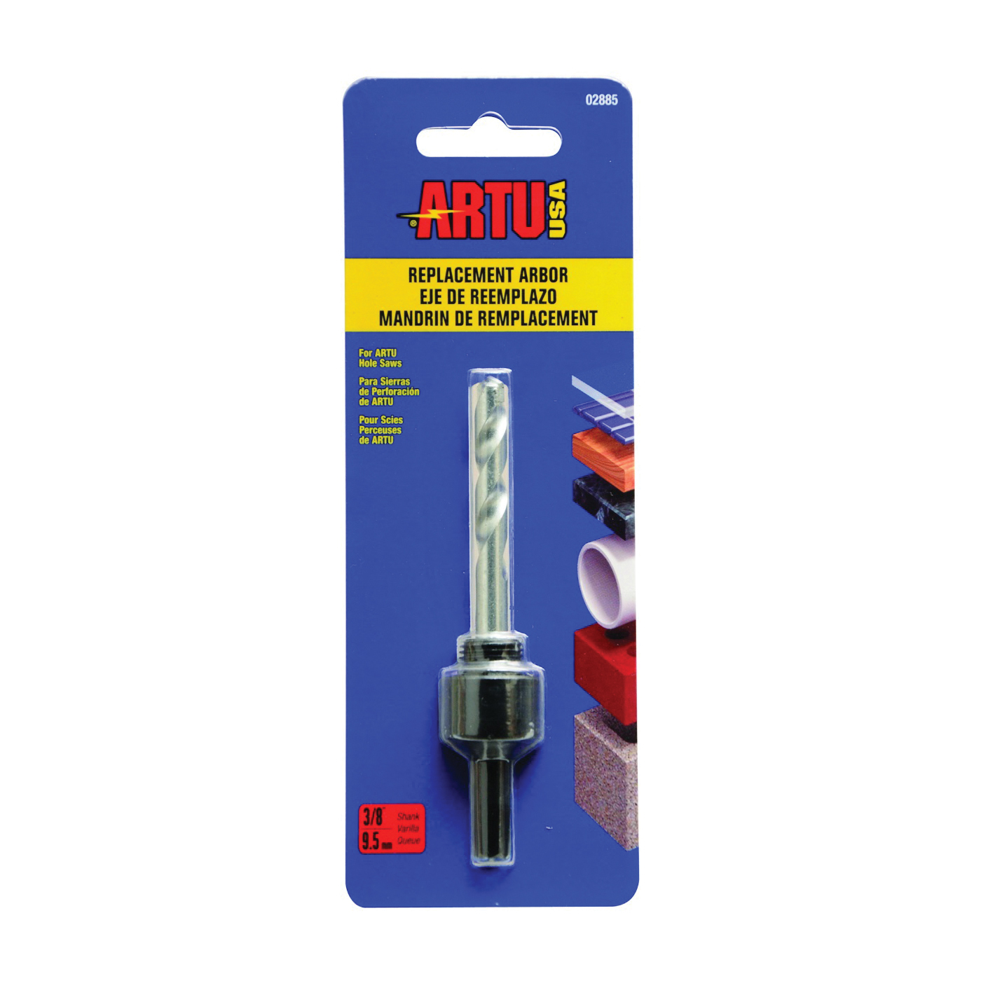 02885 Replacement Arbor and Pilot Bit, 5/8-18 Thread, 3/8 in Shank, Hex Shank