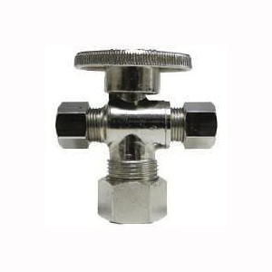 PP20047LF Stop Valve, 5/8 x 3/8 x 1/4 in Connection, Compression, Brass Body