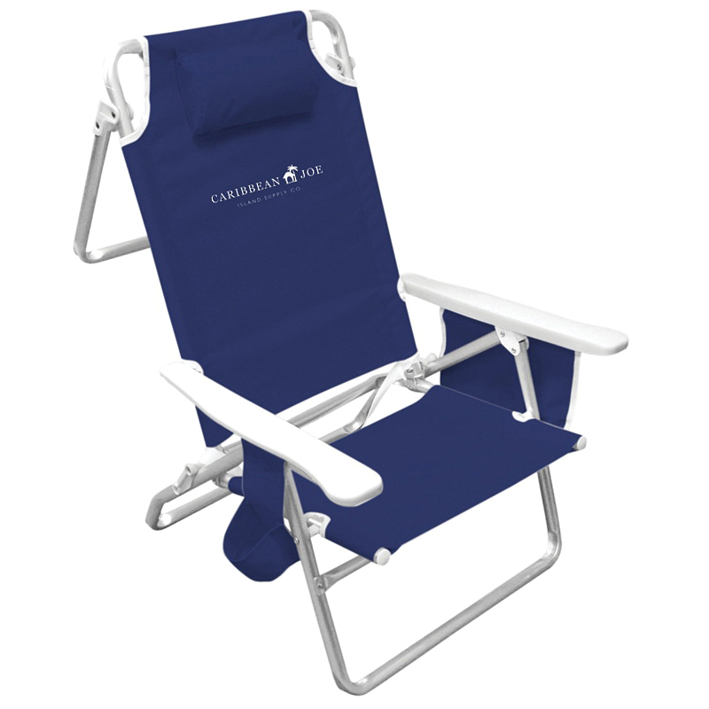 Caribbean Joe CJ-7750 Deluxe Beach Chair, 24-1/2 in W, 19 in D, 32 in H, Aluminum Frame, Polyester Seat - 3