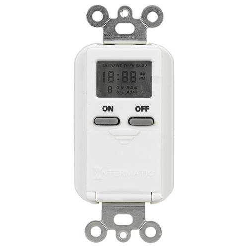 Intermatic EI500 EI500WC Electronic In-Wall Timer, 15 A, 1 min Cycles, LCD Display, Wall Mounting - 2