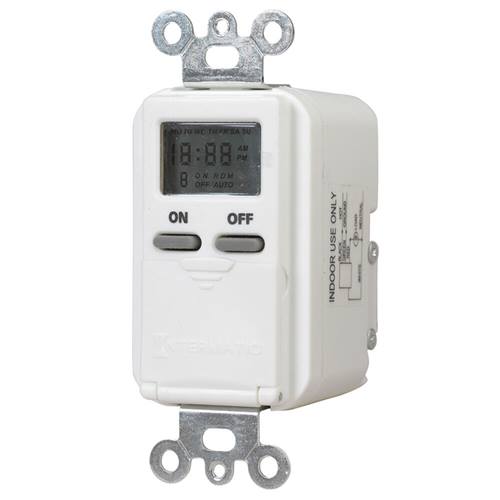 Intermatic EI500 EI500WC Electronic In-Wall Timer, 15 A, 1 min Cycles, LCD Display, Wall Mounting - 5