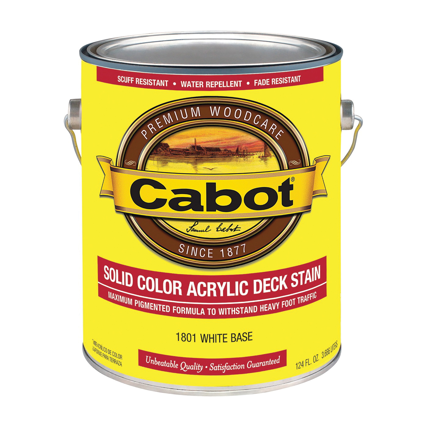 Cabot 1801C Deck Stain, Low-Lustre, White, Liquid, 1 gal - 1