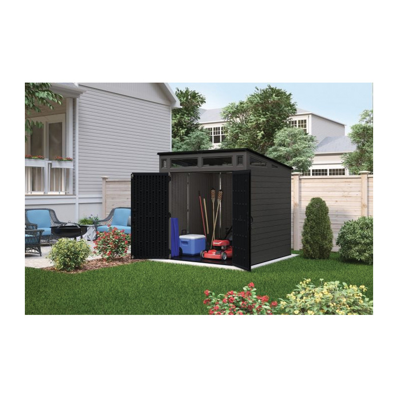 Suncast BMS7780 Storage Shed, 317 cu-ft Capacity, 7 ft 2-1/2 in W, 7 ft 3-1/2 in D, 7 ft 5-1/2 in H, Resin - 3