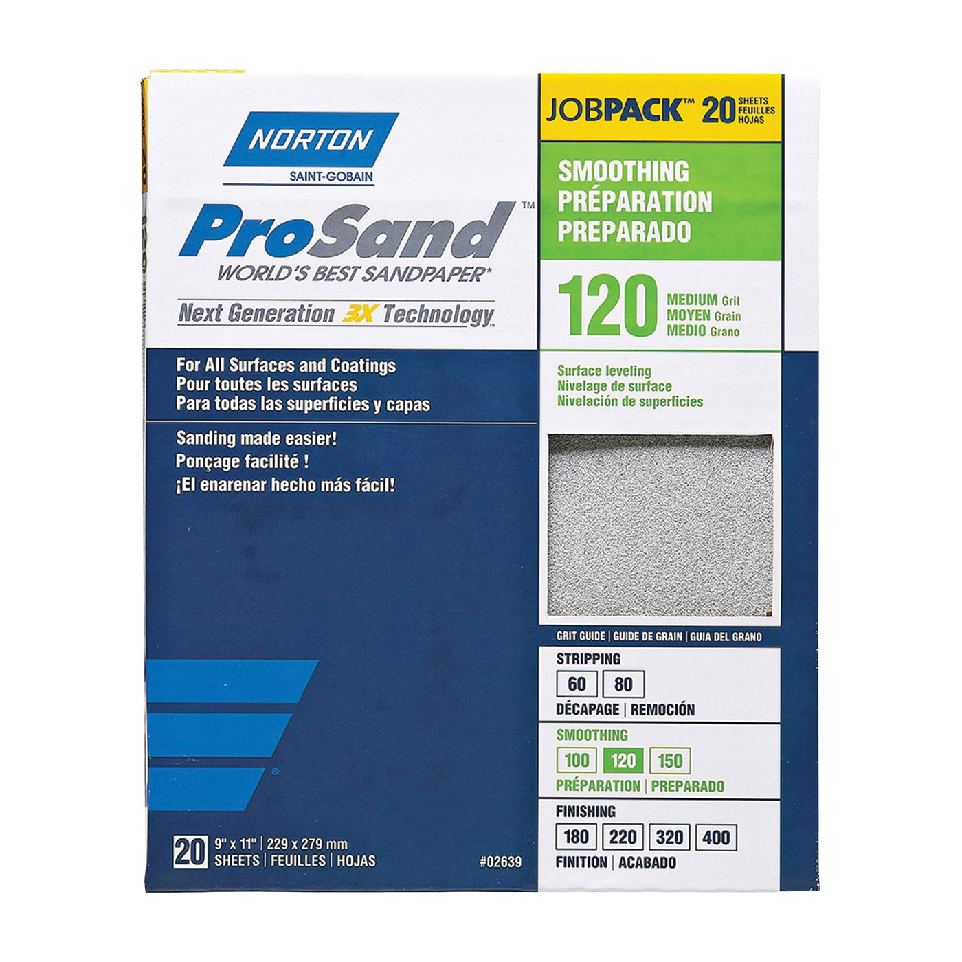 ProSand 07660768172 Sanding Sheet, 11 in L, 9 in W, Medium, 120 Grit, Aluminum Oxide Abrasive
