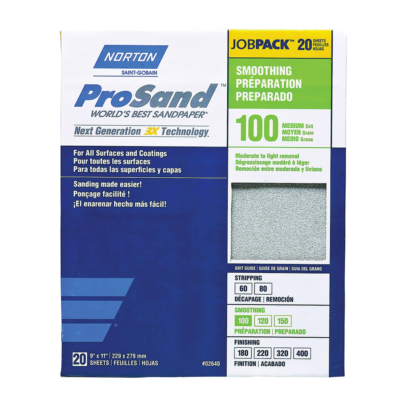 ProSand 07660768173 Sanding Sheet, Tan, 11 in L, 9 in W, Medium, 100 Grit, Aluminum Oxide Abrasive, Paper Backing