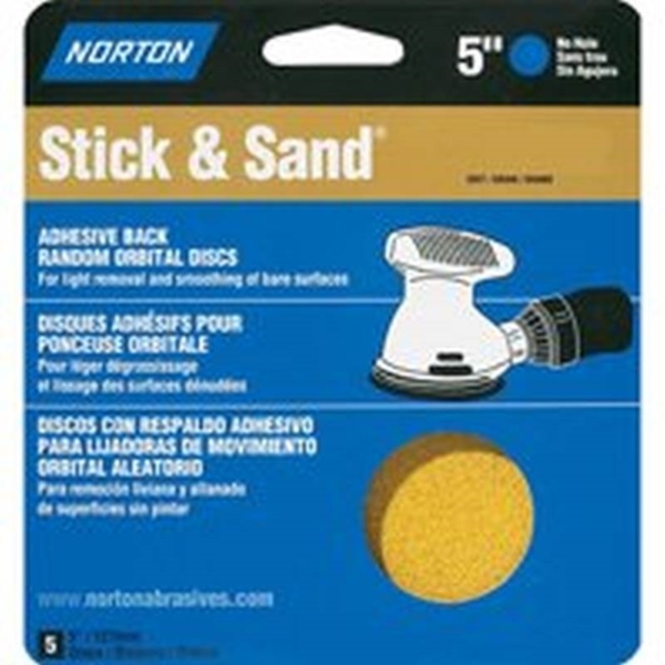 Norton 48908 Sanding Disc, 5 in Dia, Coated, P40 Grit, Extra Coarse, Aluminum Oxide Abrasive