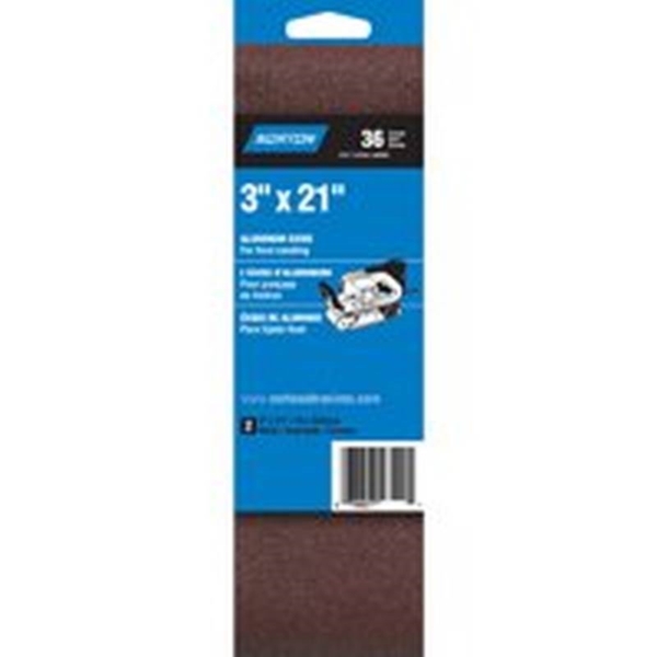 02243 Sanding Belt, 3 in W, 21 in L, 36 Grit, Extra Coarse, Aluminum Oxide Abrasive