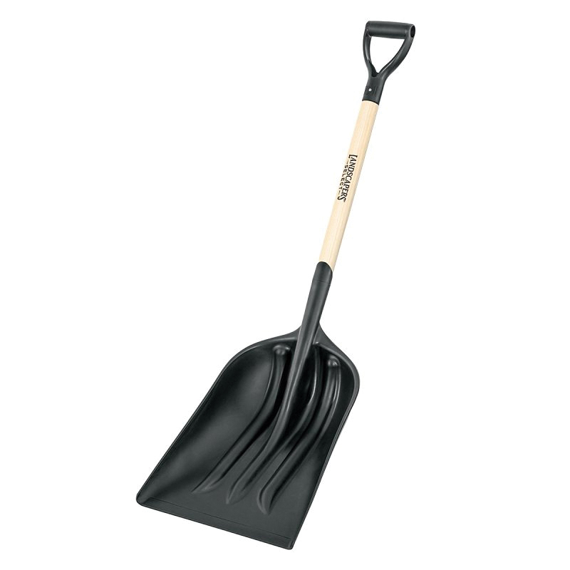 35799 Scoop Shovel, 13.386 in W Blade, 23.62 in L Blade, 3.7 mm, Poly Blade, Wood Handle