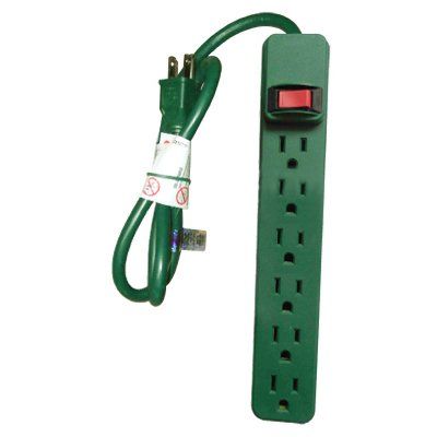 Master Electrician PS-669G Power Strip, 6 -Socket, 15 A, Green