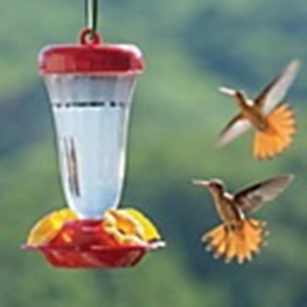 Perky-Pet 136TF Hummingbird Feeder, Yellow Flower Top-Fill, 16 oz, Nectar, 4-Port/Perch, Plastic, Red, 8.9 in H - 5