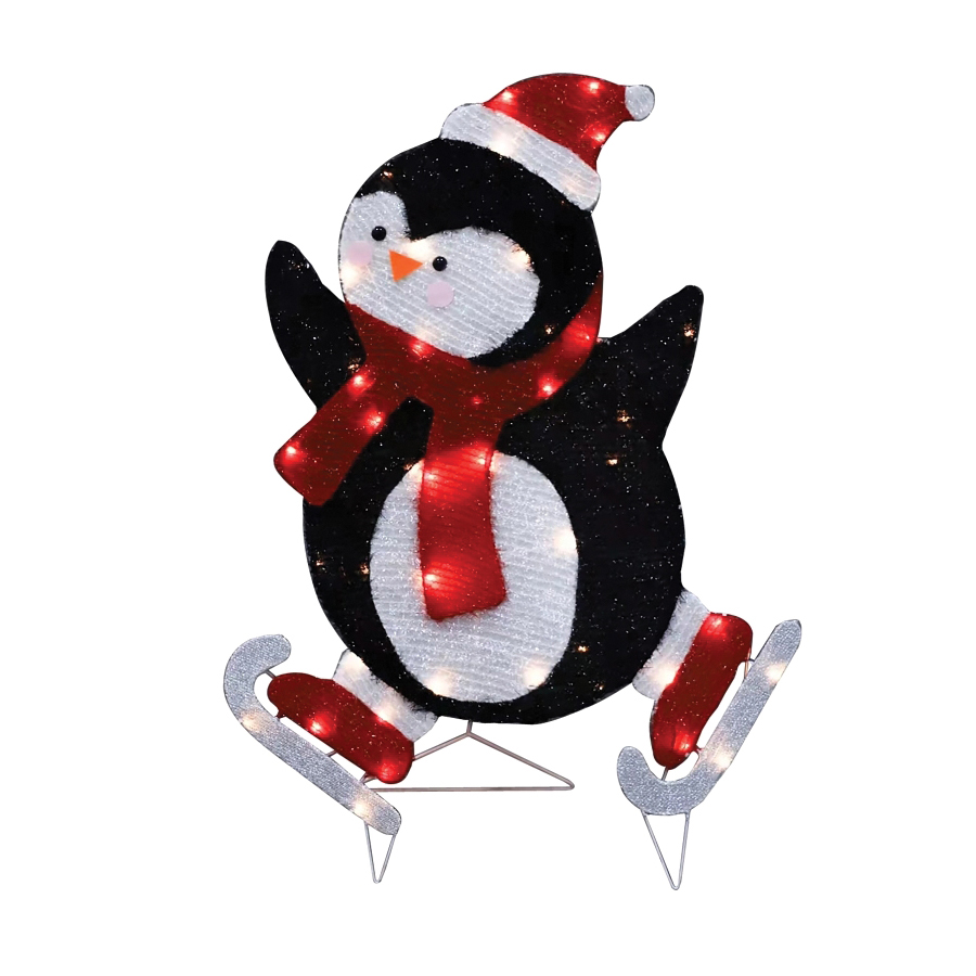 58701 Prelit 2D Skating Penguin, 36 in