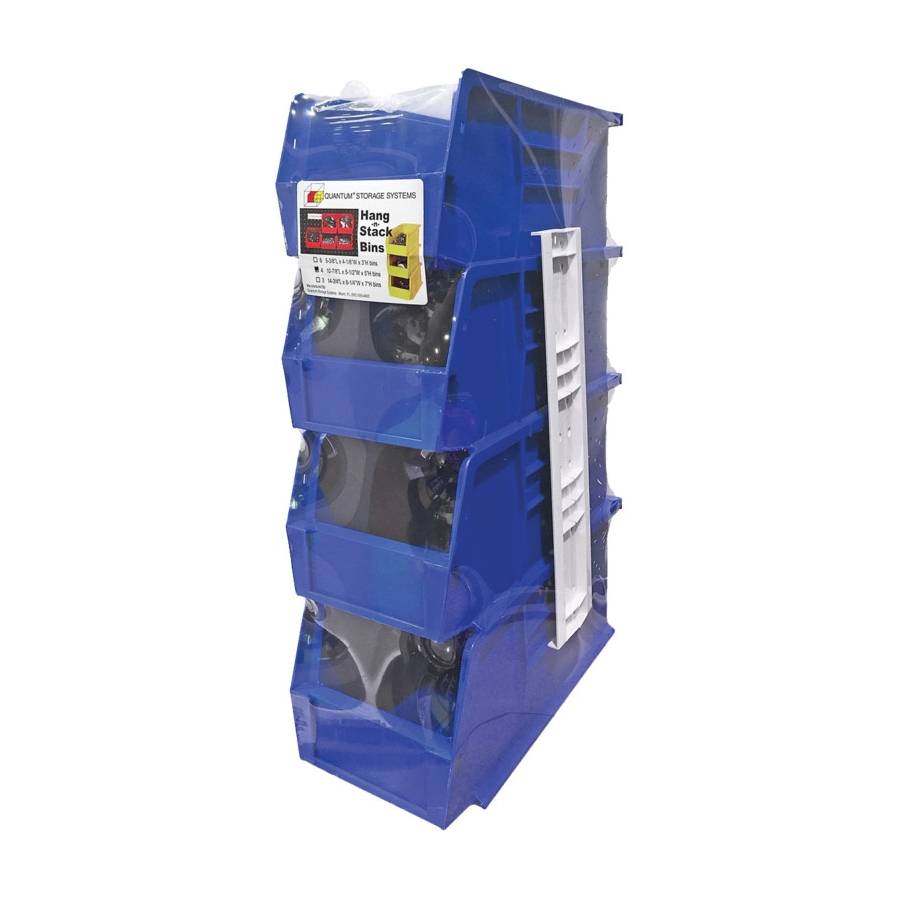 RQUS230BL Hang and Stack Bin, 30 lb, Polypropylene, Blue, 11 in L, 5-1/2 in W, 5 in H