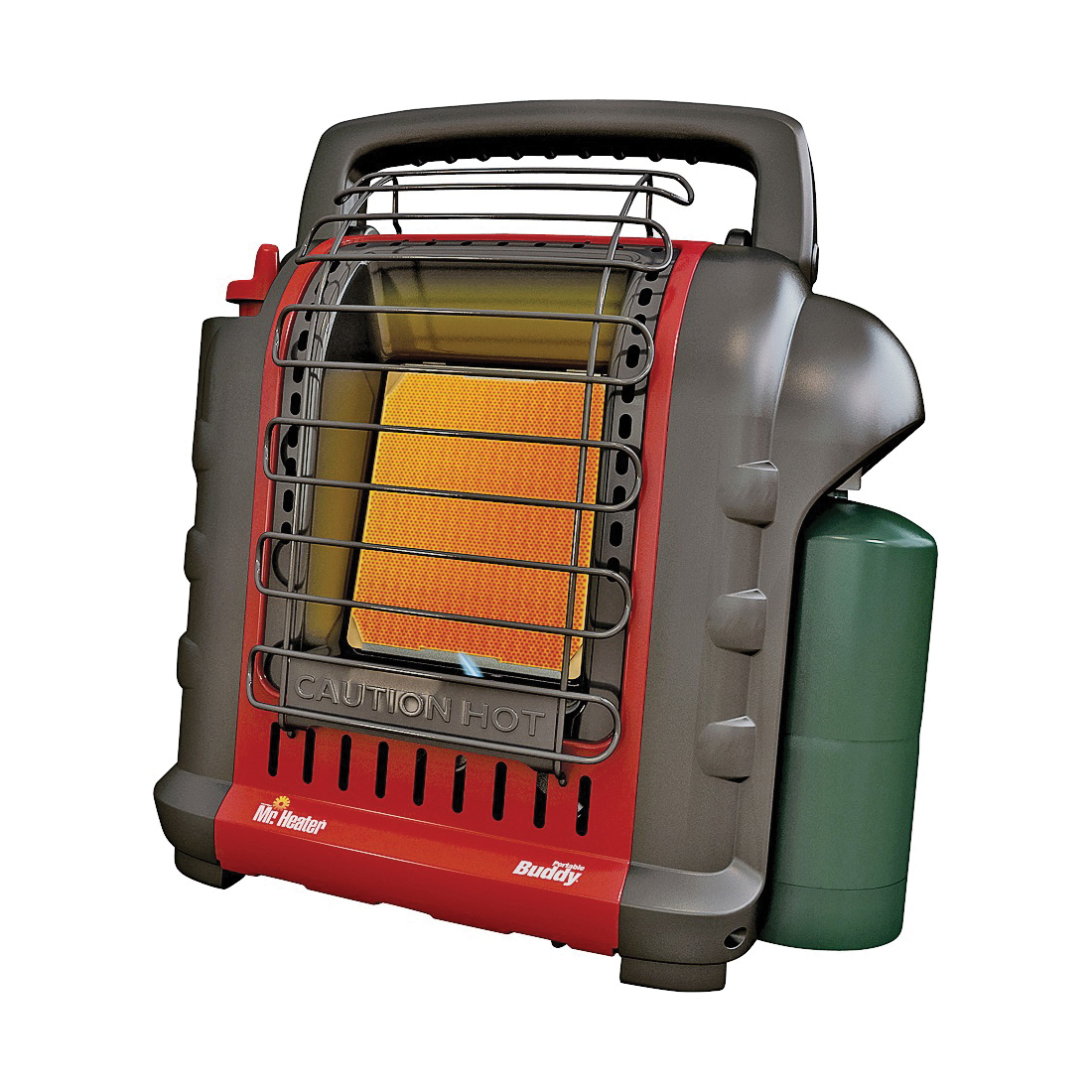 Mr. Heater F232000 Portable Buddy Heater, 9 in W, 15 in H, 4000, 9000 Btu Heating, Propane, Gray/Red