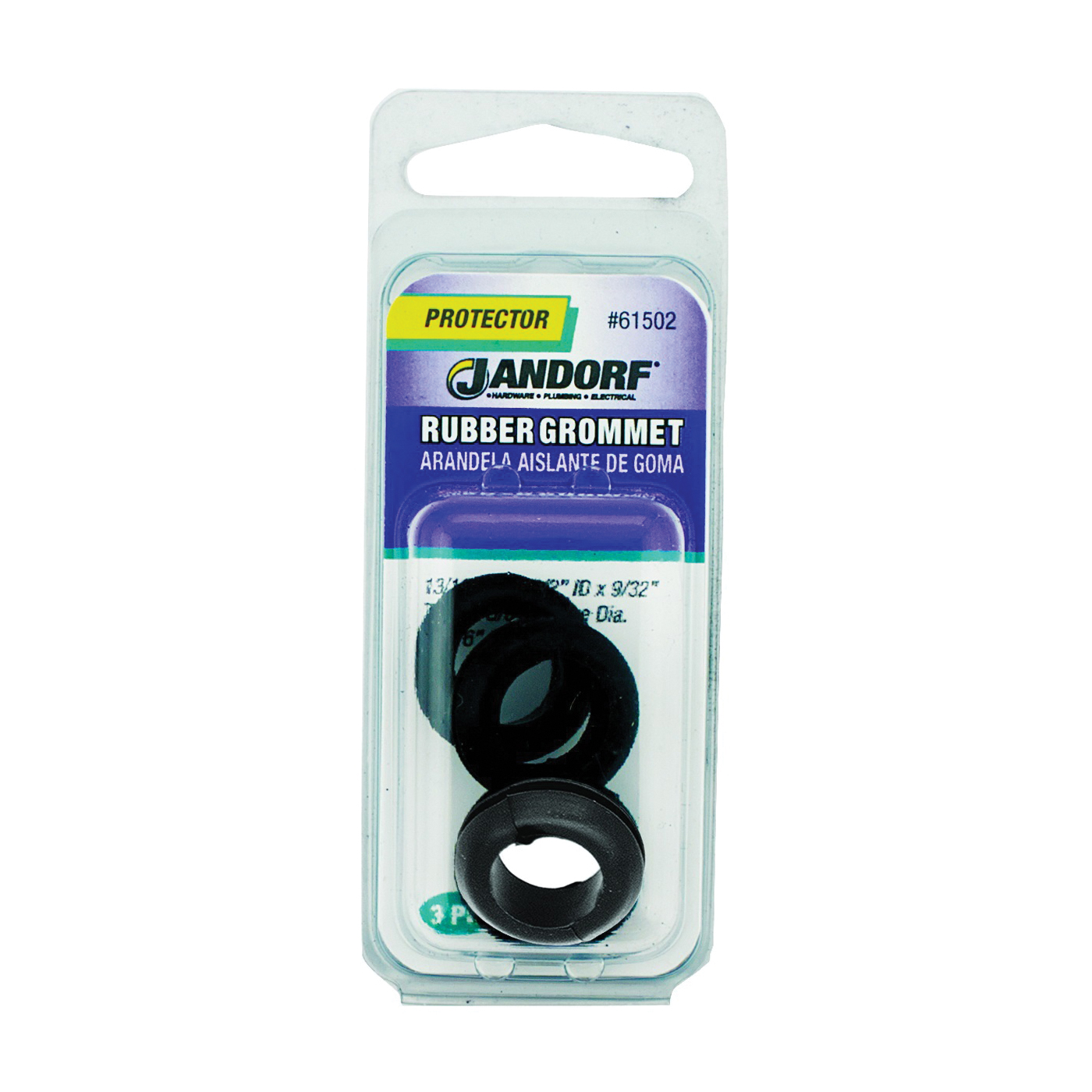 61502 Grommet, Rubber, Black, 9/32 in Thick Panel