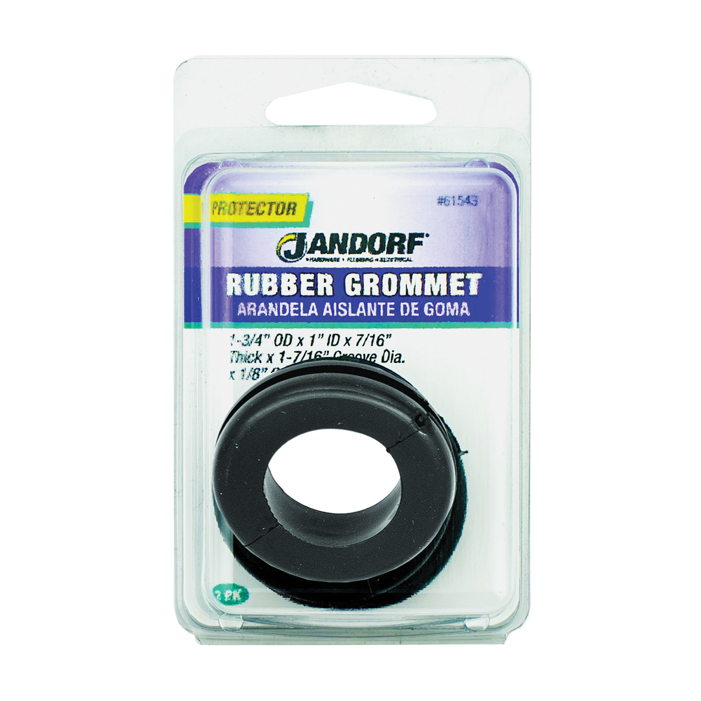 61543 Grommet, Rubber, Black, 7/16 in Thick Panel