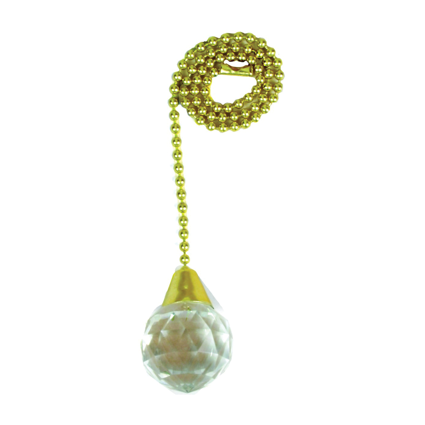 60320 Acrylic Sphere Pull Chain, 12 in L Chain, Solid Brass