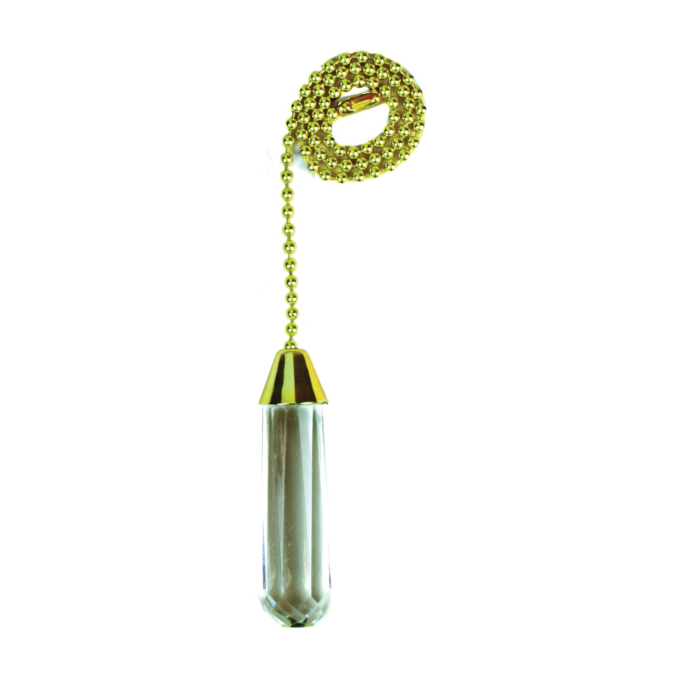 60316 Acrylic Cylinder Pull Chain, 12 in L Chain, Solid Brass