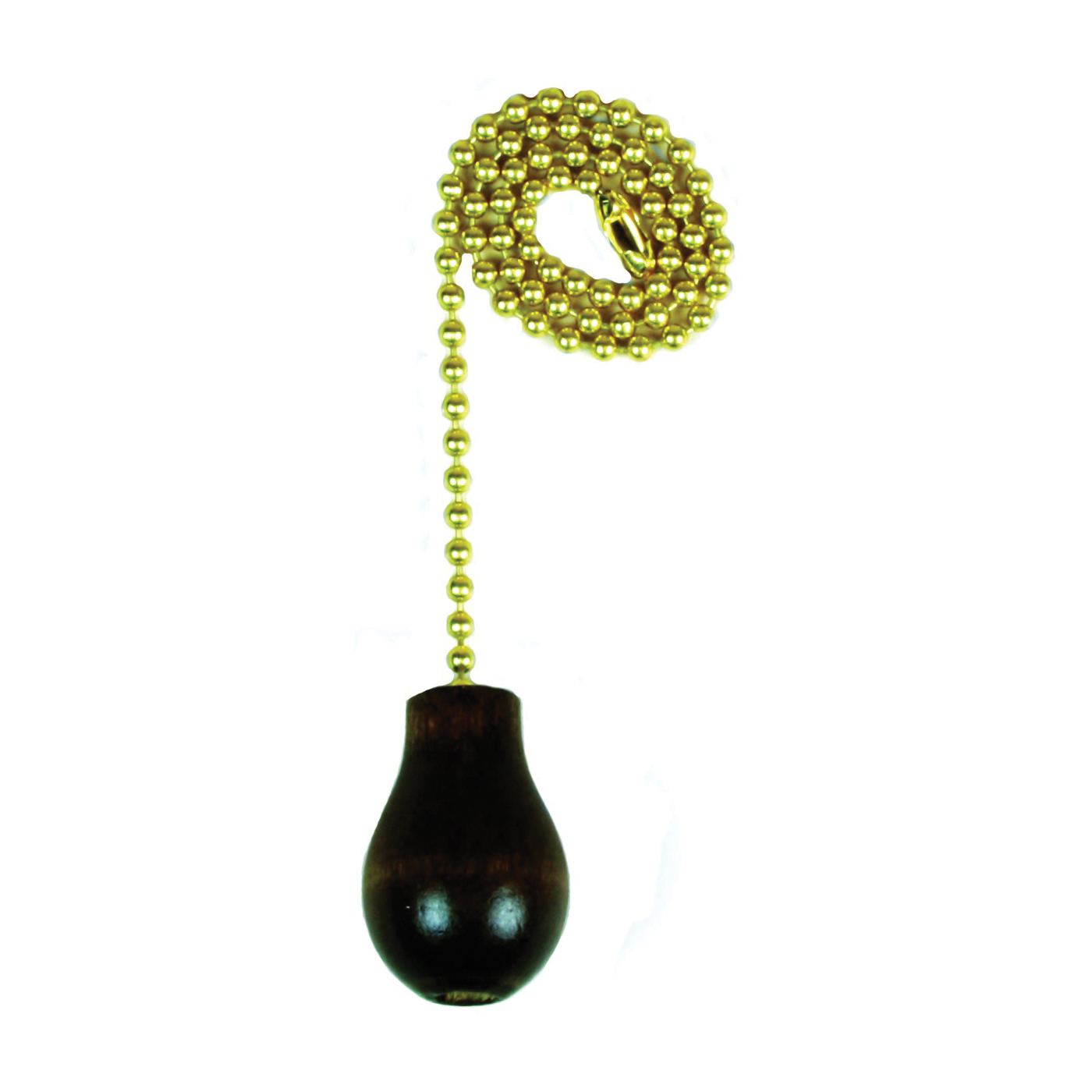 Jandorf 60318 Pull Chain, 12 in L Chain, Brass/Wood, Walnut - 1