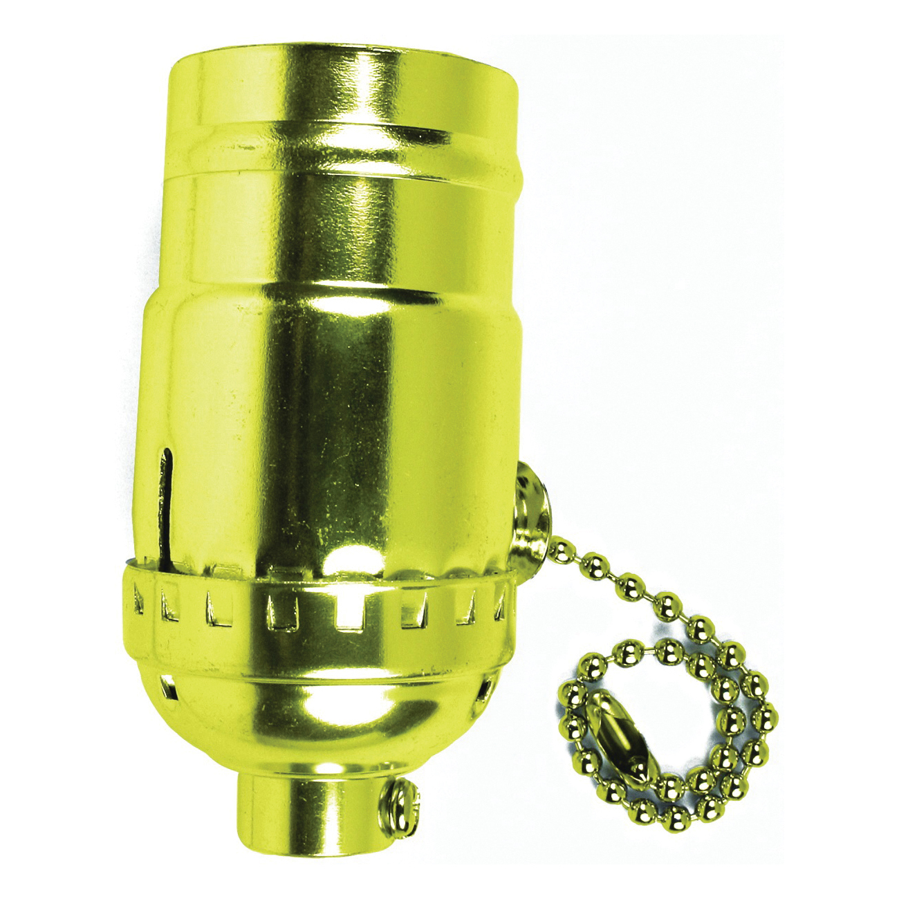 60410 Pull Chain Lamp Socket, 250 V, 250 W, Brass Housing Material, Yellow