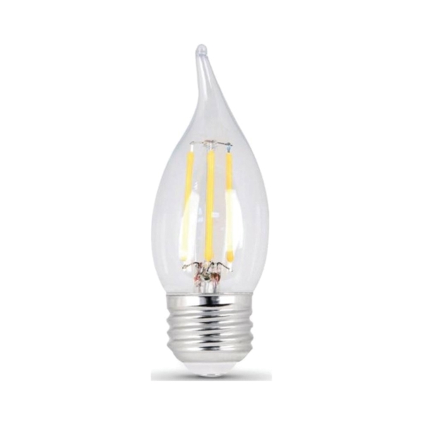 Feit Electric BPEFC25/827/LED/2 LED Lamp, Decorative, 200 Lumens, 3 W, Flame Tip Lamp, 25 W Equivalent, E26 Lamp Base