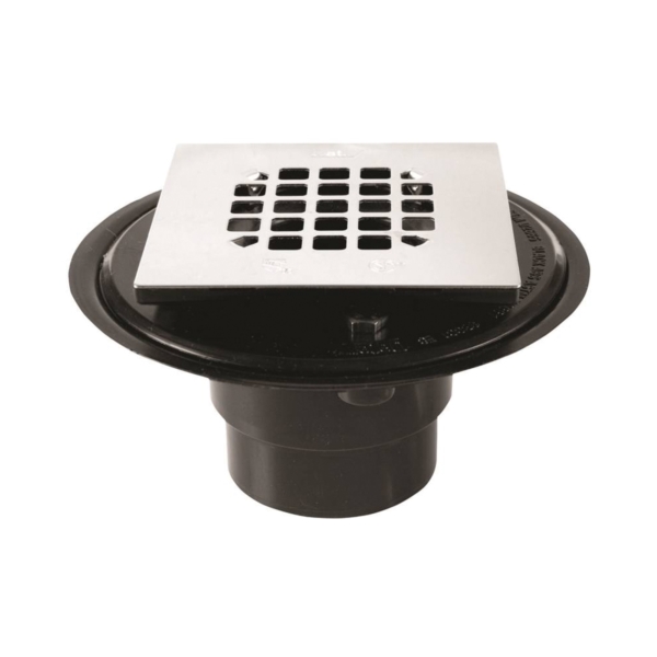 Oatey 42238 Shower Drain, ABS, Black, Specifications: Threaded Connection, For: 2 in, 3 in Pipes