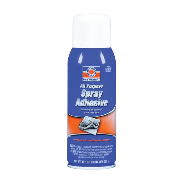 Permatex 82019 Spray Adhesive, Solvent, White, 16 oz Aerosol Can