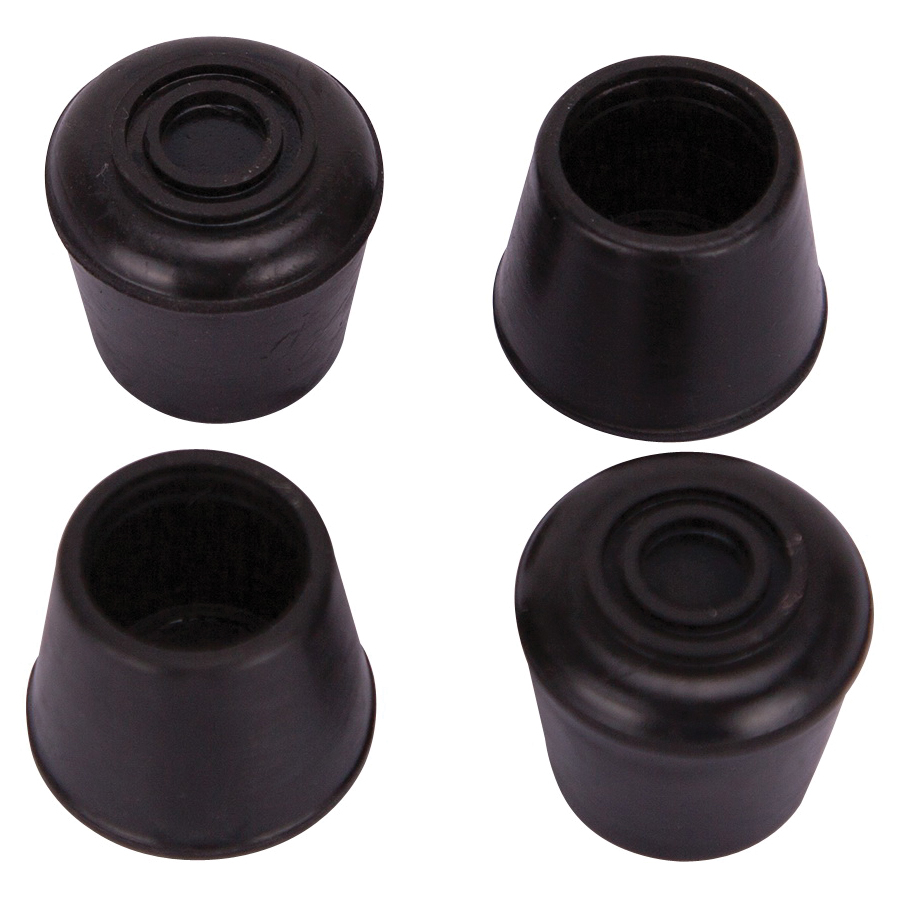 FE-50633-PS Furniture Leg Tip, Round, Rubber, Black, 5/8 in Dia, 1-1/8 in H