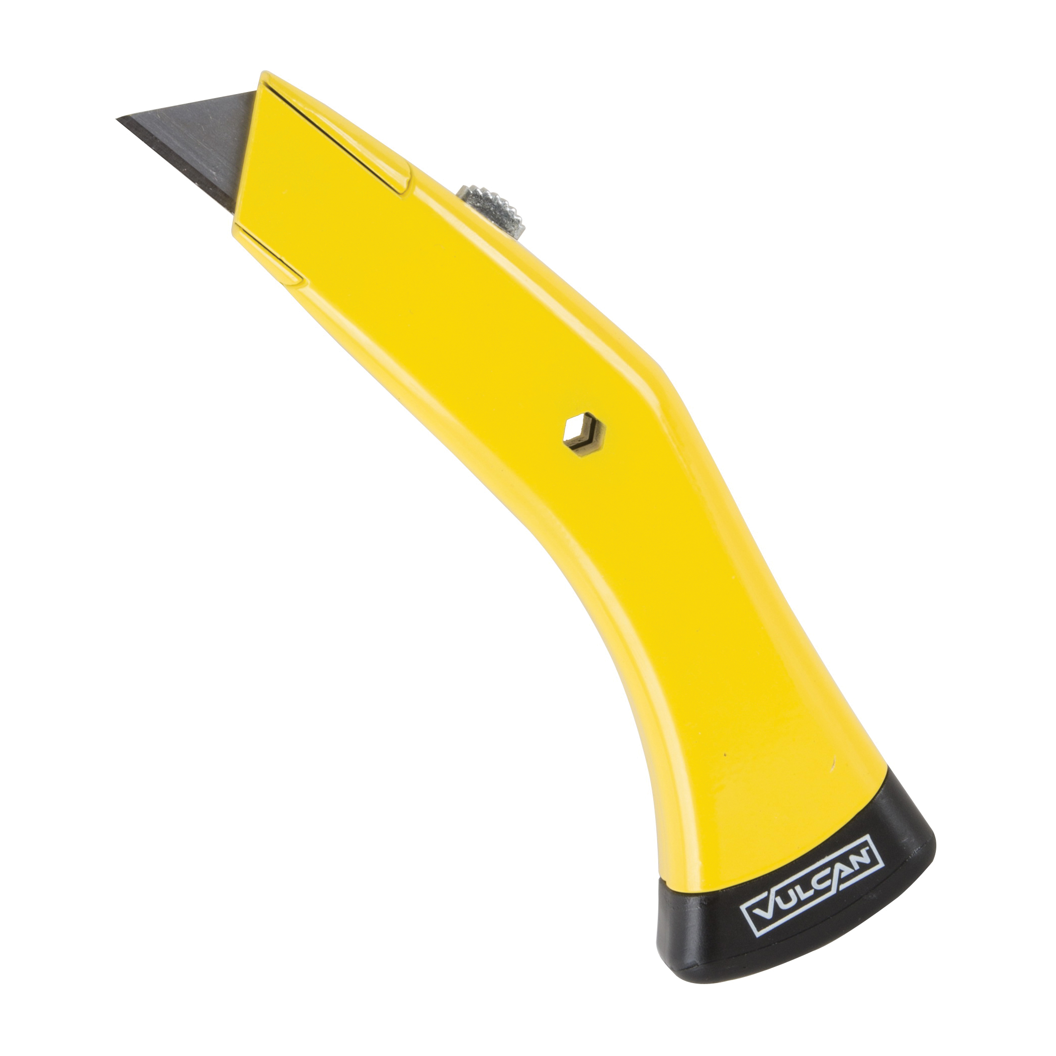 Vulcan JL-KF0008 Utility Knife, 2-1/4 in L Blade, 3/4 in W Blade, Zinc Alloy Handle, Black/Yellow Handle