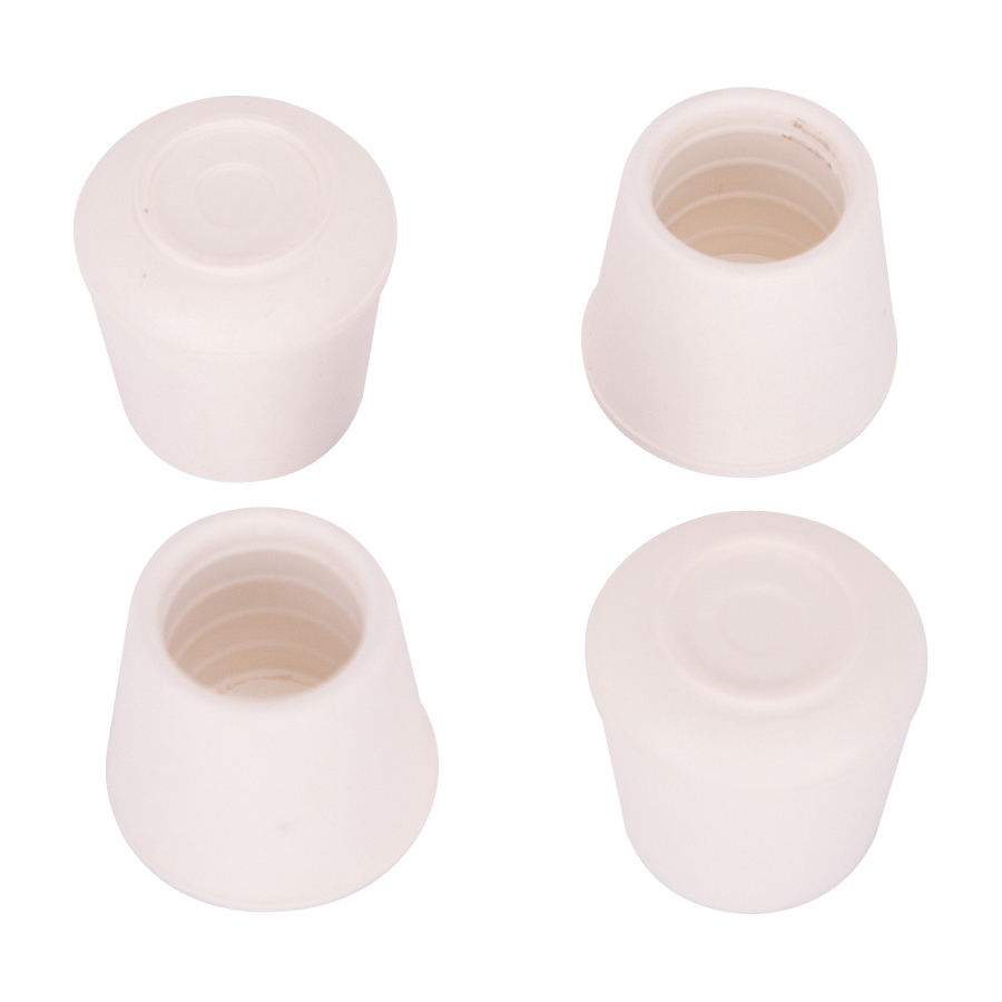 FE-50642-PS Furniture Leg Tip, Round, Rubber, White, 5/8 in Dia, 1-1/8 in H