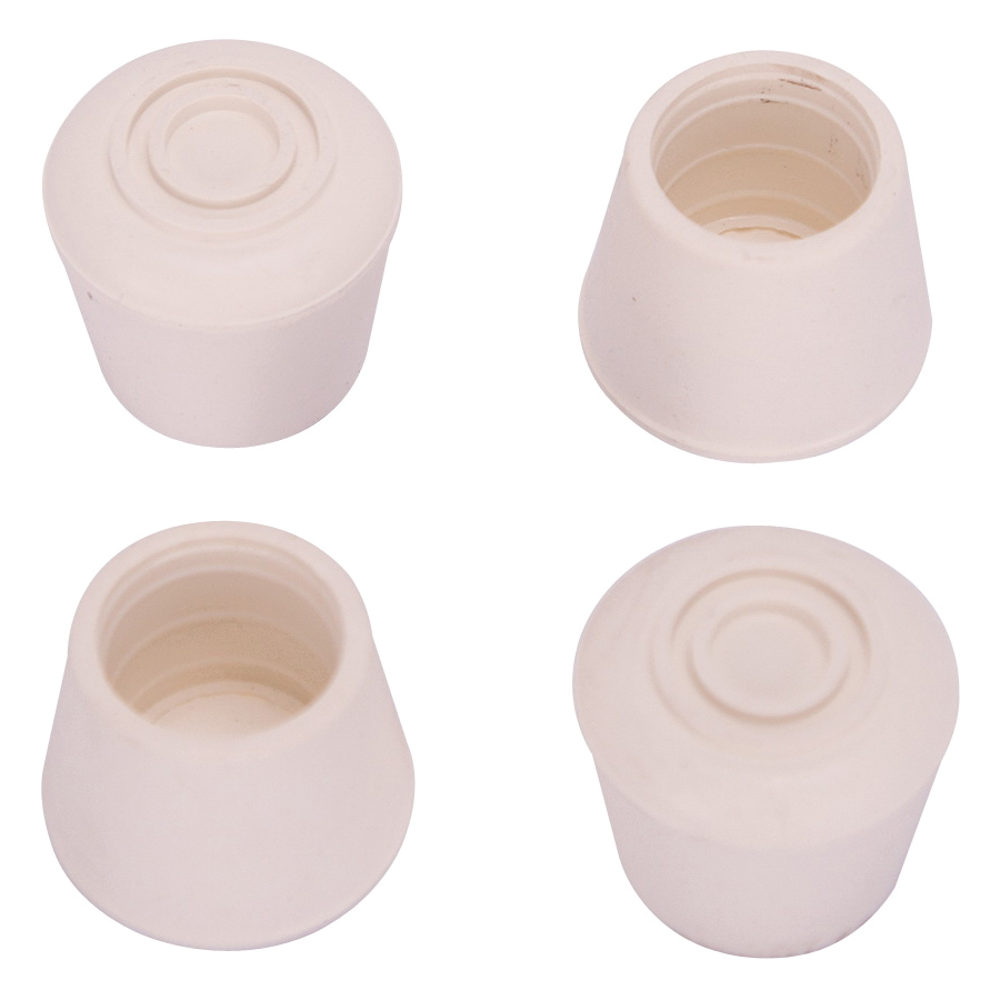 FE-50643-PS Furniture Leg Tip, Round, Rubber, White, 1-1/8 in H