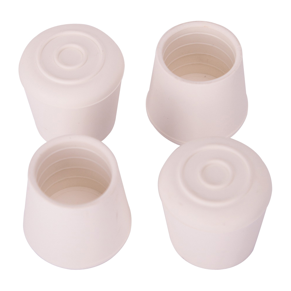 FE-50646-PS Furniture Leg Tip, Round, Rubber, White, 1-1/8 in Dia, 1-5/8 in H