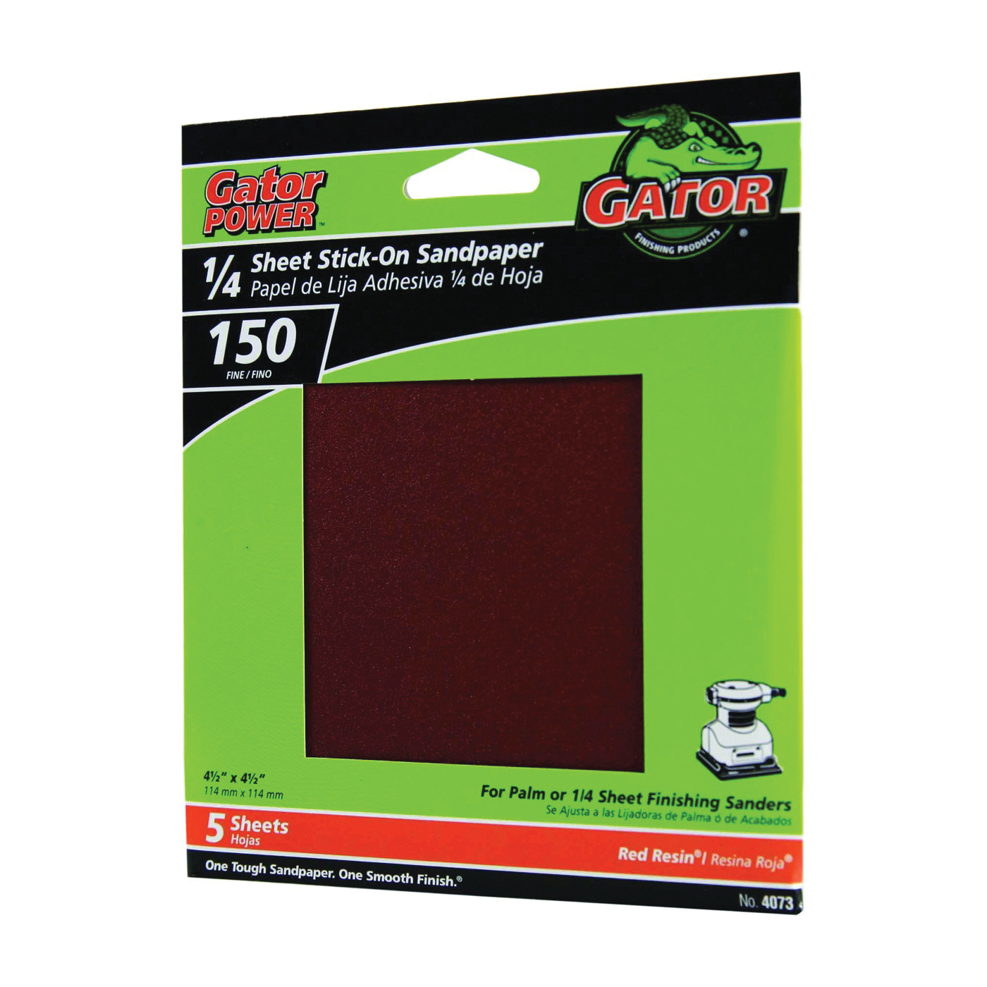 4073 Sanding Sheet, 4-1/2 in L, 4-1/2 in W, Fine, 150 Grit, Aluminum Oxide Abrasive