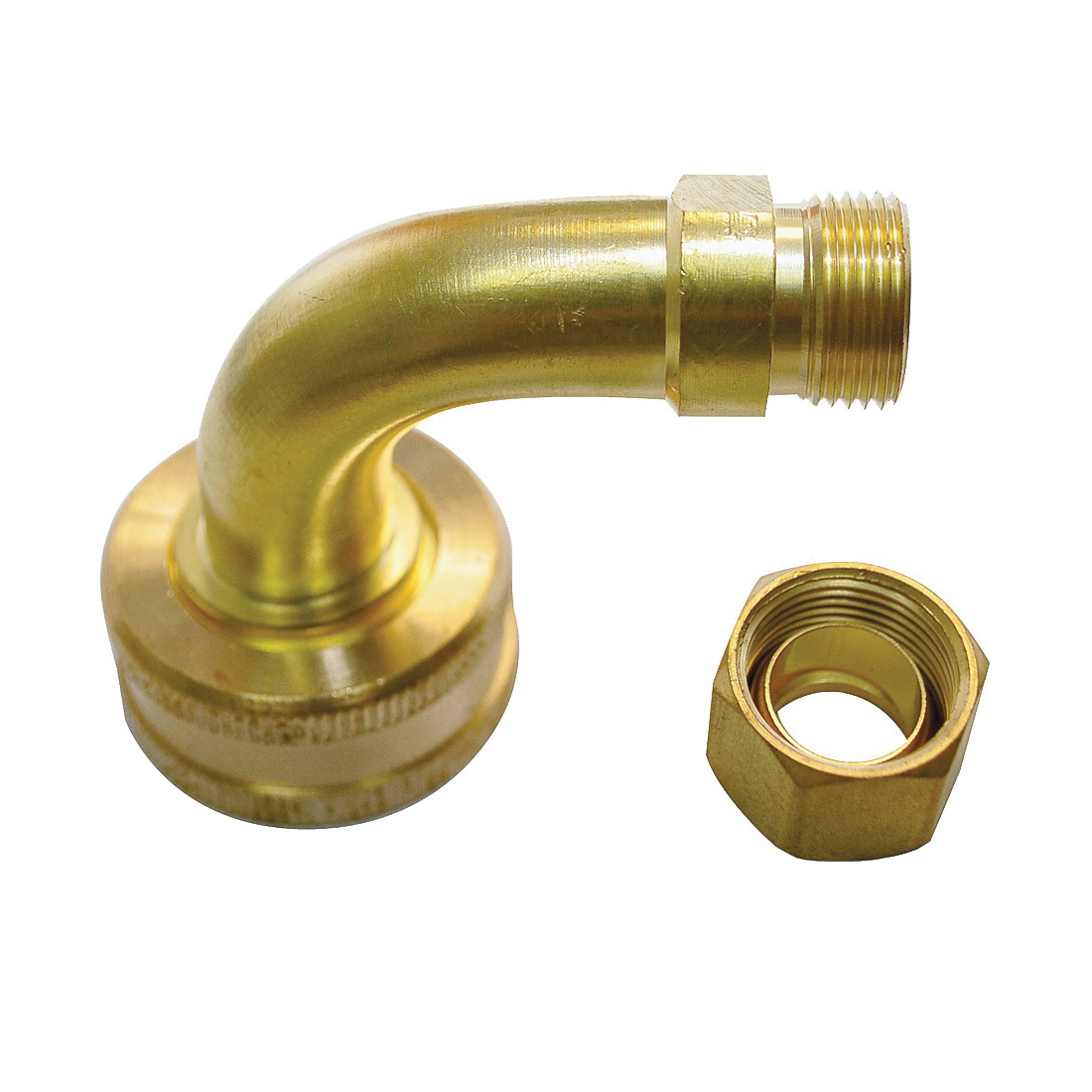 PP84RB Dishwasher Elbow, 3/8 x 3/4 in, Compression x Garden Hose, Rubbed Brass