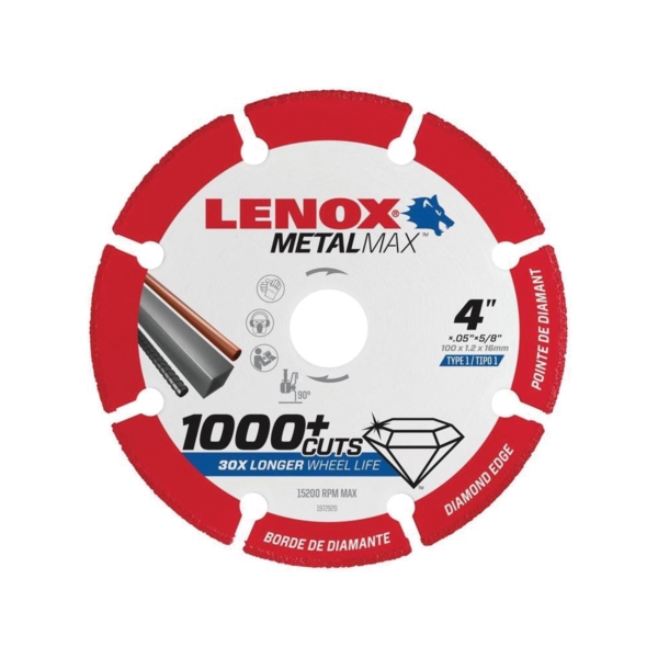 MetalMax 1972920 Cut-Off Wheel, 4 in Dia, 3/64 in Thick, 5/8 in Arbor, 40, 50 Grit, Diamond Abrasive