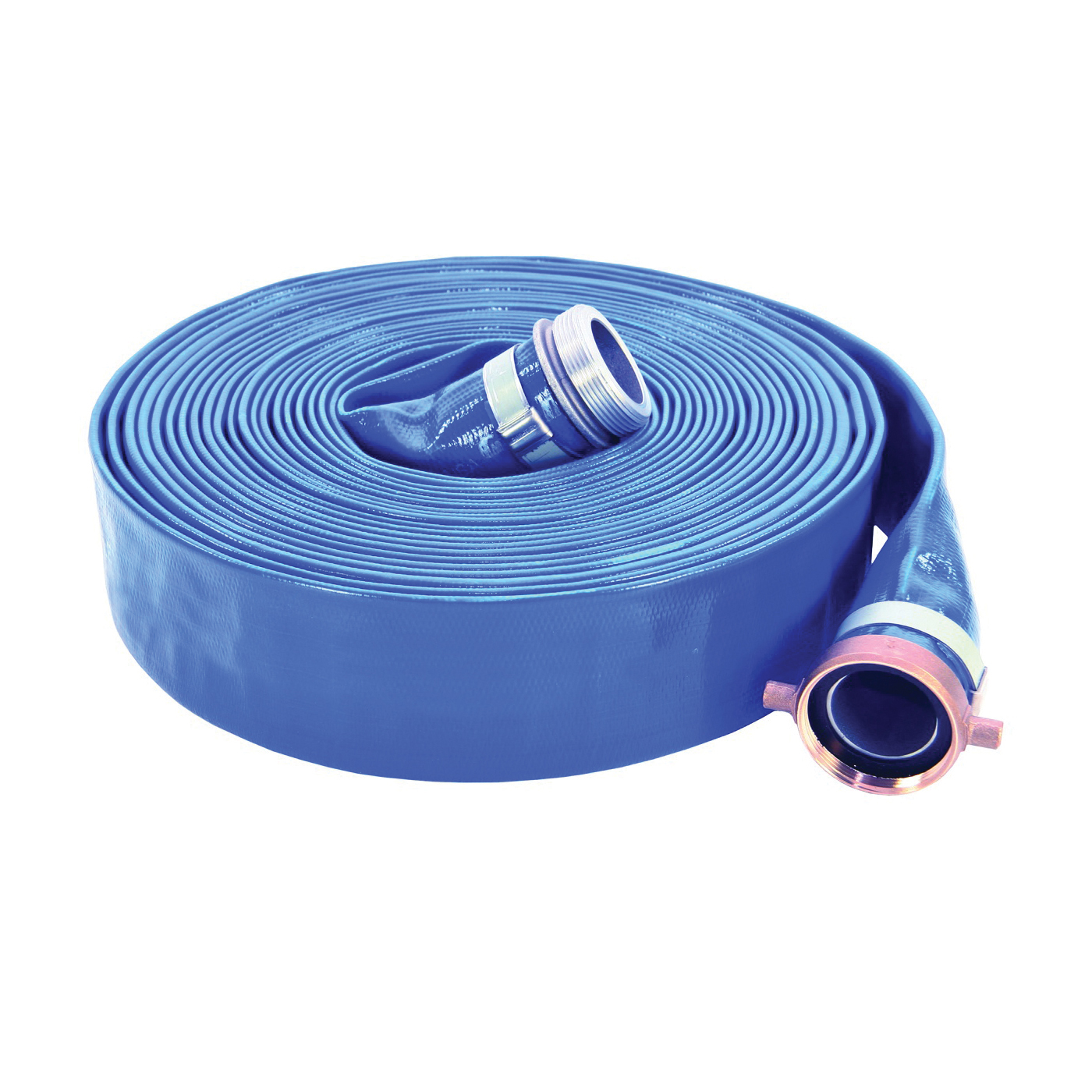 1148-4000-50-CE Water Discharge Hose, 50 ft L, Camlock Female x Male, PVC, Blue