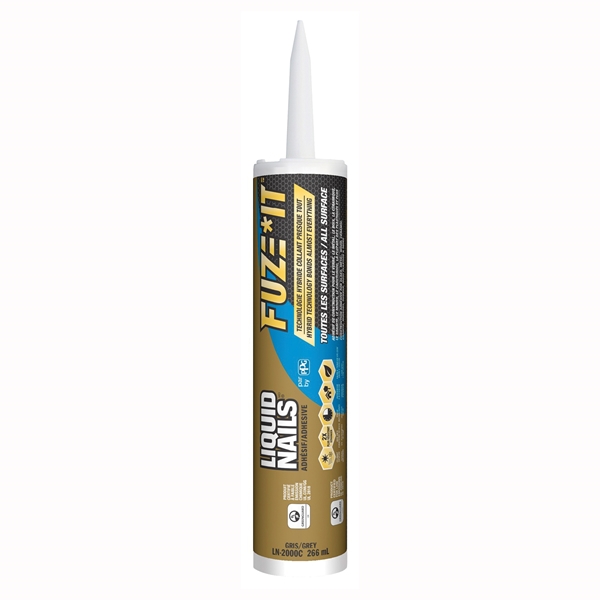 Liquid Nails FUZE IT LN-2000 Construction Adhesive, Gray, 9 oz Cartridge