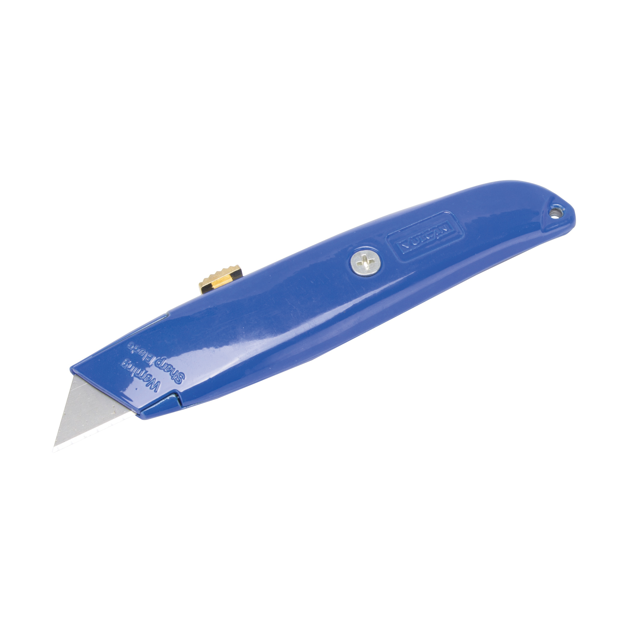 Vulcan JL54217 Utility Knife, 2-7/8 in L Blade, 1-1/4 in W Blade, Aluminum Handle, Blue Handle
