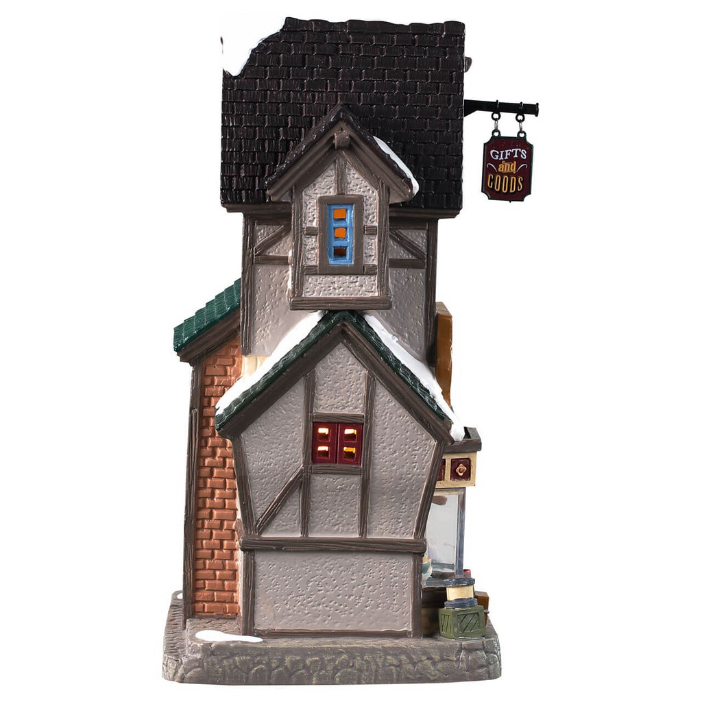 Lemax 95523 Willow Square Gift Merchant, 4.53 in L, 5.24 in W, Porcelain, LED Bulb - 3