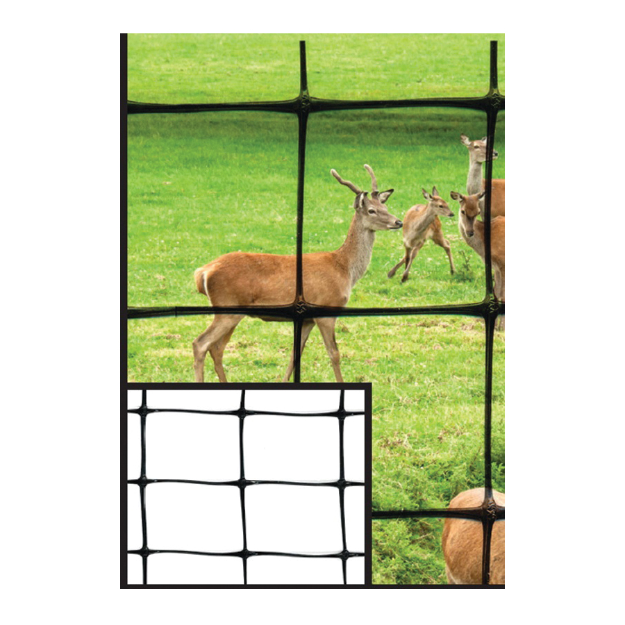 001096 Deer Fence, 100 ft L, 7-1/2 ft H, 1-7/9 x 1-32/33 in Mesh, Polypropylene, Black